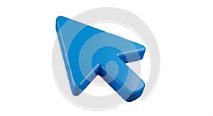 Blue 3D Computer Mouse Cursor Arrow On White Background computer cursor mouse pointer