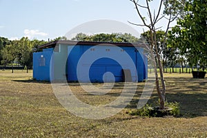 Bright Blue Toilet Building