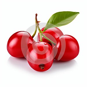 Bright And Bold: Three Red Berries On White Background