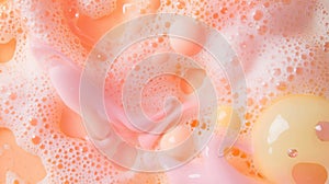Bright bubbles in a soft pink liquid during a relaxing bath experience