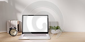 Bright and calm home office setting for focused work. 3D render illustration