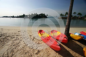 Bright Canoes on Sunny Beach