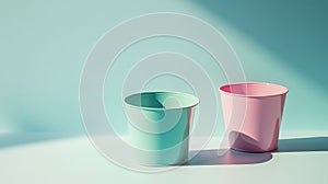 Ai generated Bright Canvas with Paint from Three Spilled Soft Pastel Buckets