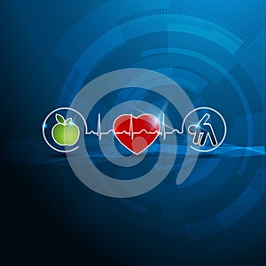 Bright cardiology symbols, healthy living photo