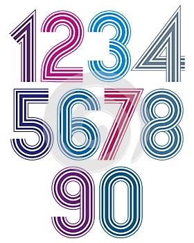 Bright cartoon striped extensive numbers with rounded corners.