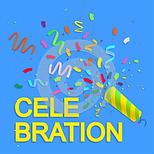 Bright celebration background with confetti.