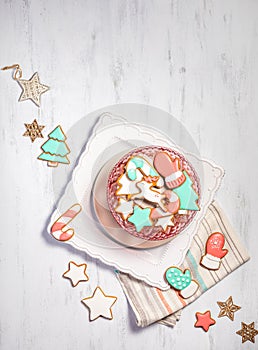 Bright and Cheerful Gingerbread Christmas Cookies on a plate