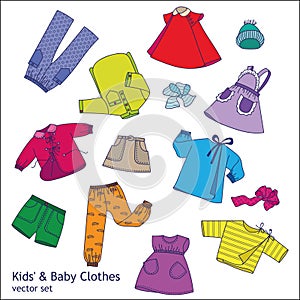 Bright Children clothes vector set