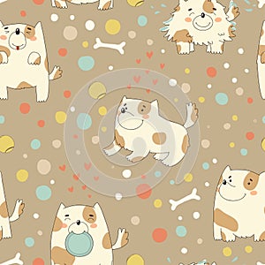 Bright children pattern with cute dog.