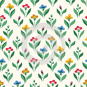 Bright Chintz Romantic Meadow Wildflowers Vector Seamless Pattern