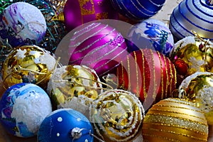 Bright Christmas colored balls.