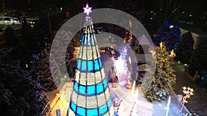 Bright Christmas decorations with a Christmas tree