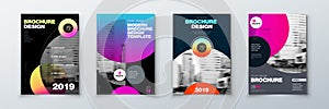 Bright circle Brochure cover design set. Template layout for annual report, magazine, catalog, flyer or booklet in A4