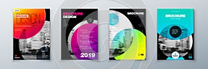 Bright circle Brochure cover design set. Template layout for annual report, magazine, catalog, flyer or booklet in A4 photo