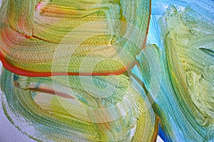 Bright circles and lines drawn by hand. painted texture in colorful colors. Abstract painting.