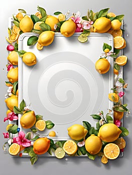 Bright Citrus Lemon Frame Decoration for a Fresh and Cheerful Home photo