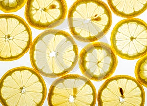 Bright citrus lemon slices on white