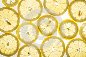 Bright citrus lemon slices on white