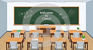Welcome to Class: School Classroom Interior Illustration
