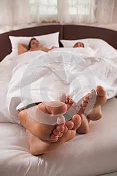 Bright Closeup of a young coupleÃ¯Â¿Â½s feet