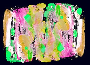 Bright color abstract painting in Mono Type style.