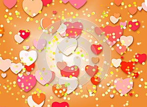 Bright color background with hearts