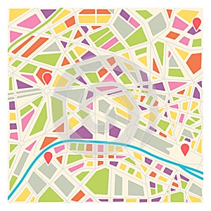 Bright color city center map