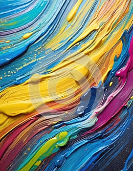 Bright color multicolored oil paint on surface abstract art backdrop