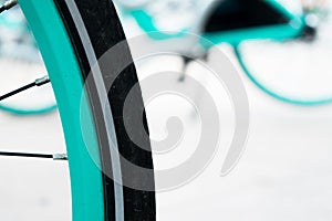 Bright Color Turquoise Bicycle Tire-Abstract