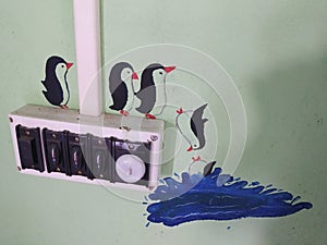 Bright color wall sticker penting black blue switch border