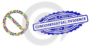 Scratched Circumstantial Evidence Stamp Seal and Multicolored Mosaic Forbidden photo