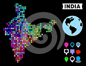 Colored Dotted India Map
