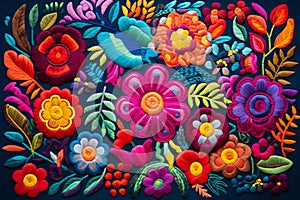 Bright colored fabric, flowers, and patterns