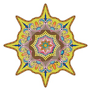 Bright Colored Mandala. Oriental Decoration Pattern.