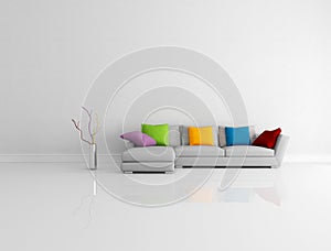 Bright colored minimalist living room