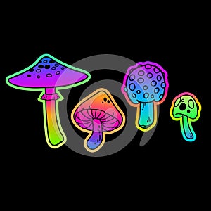 bright colored mushrooms