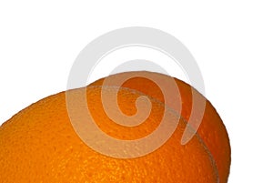 Bright colored sides of two oranges reminiscent of cellulite,on a white background