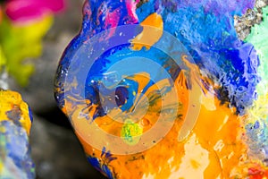 Bright colored stones with paint