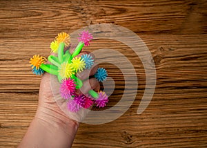 Bright Colored Toy, Colorful Squeeze Antistress Toys, Soft Squishy Spider on Elastic Band, Color Plastic Puffer Balls