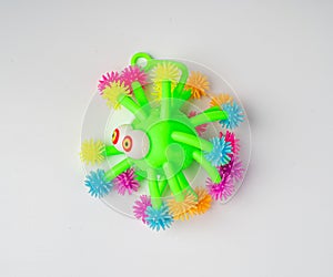 Bright Colored Toy, Colorful Squeeze Antistress Toys, Soft Squishy Spider on Elastic Band, Color Plastic Puffer Balls