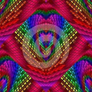 Bright colorful 3d pixel seamless pattern. Geometric mosaic digital background. Vector repeat    halftone backdrop. Trendy art