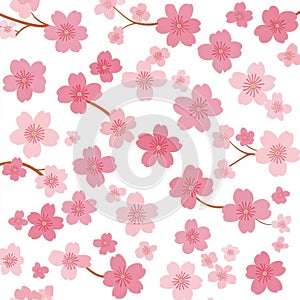 Bright, colorful cartoon cherry blossoms create a delightful, whimsical pattern, perfect for springthemed designs photo