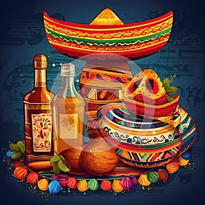 A bright and colorful Cincy de Mayo Illustration.