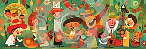 A bright and colorful Cincy de Mayo Illustration.