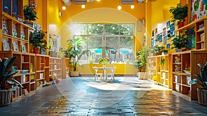 Bright and Colorful Classroom Interior. Generative ai