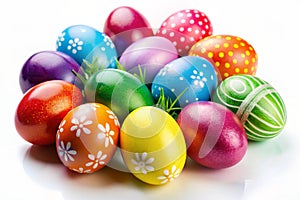 Colorful Easter Eggs on the white background