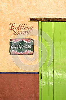 Bright colorful door at business in Mexico