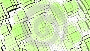 Bright colorful shiny solid squares floating in a wavy shape background