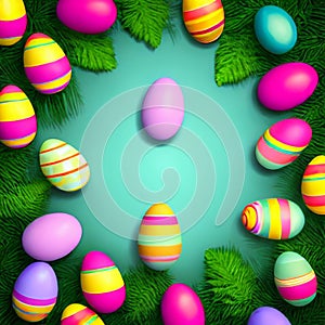 Bright colorful festive Easter eggs background