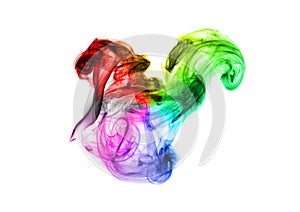 Bright colorful fume abstract shapes over white